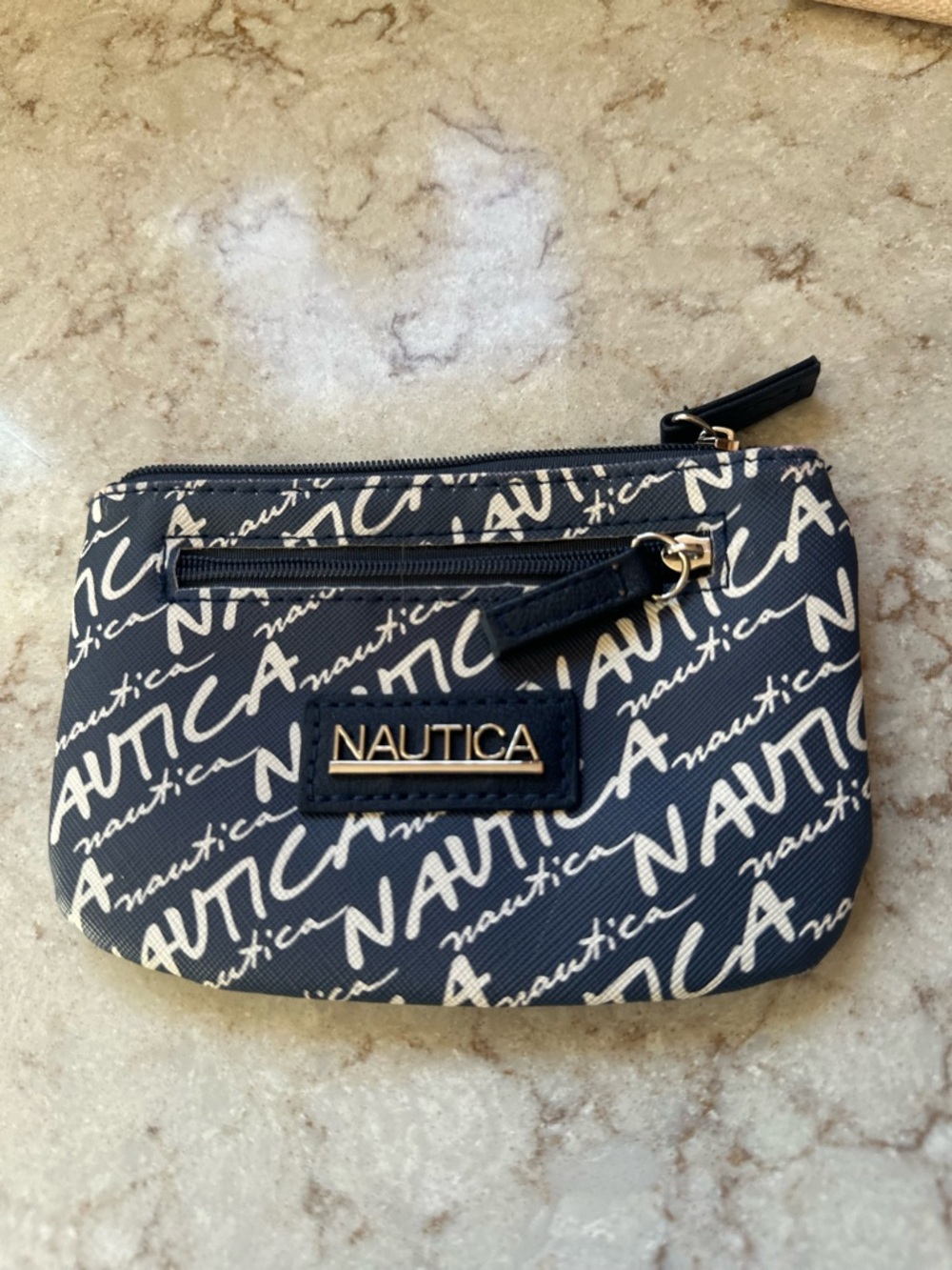 Nautica Navy Script Logo Wristlet Pouch